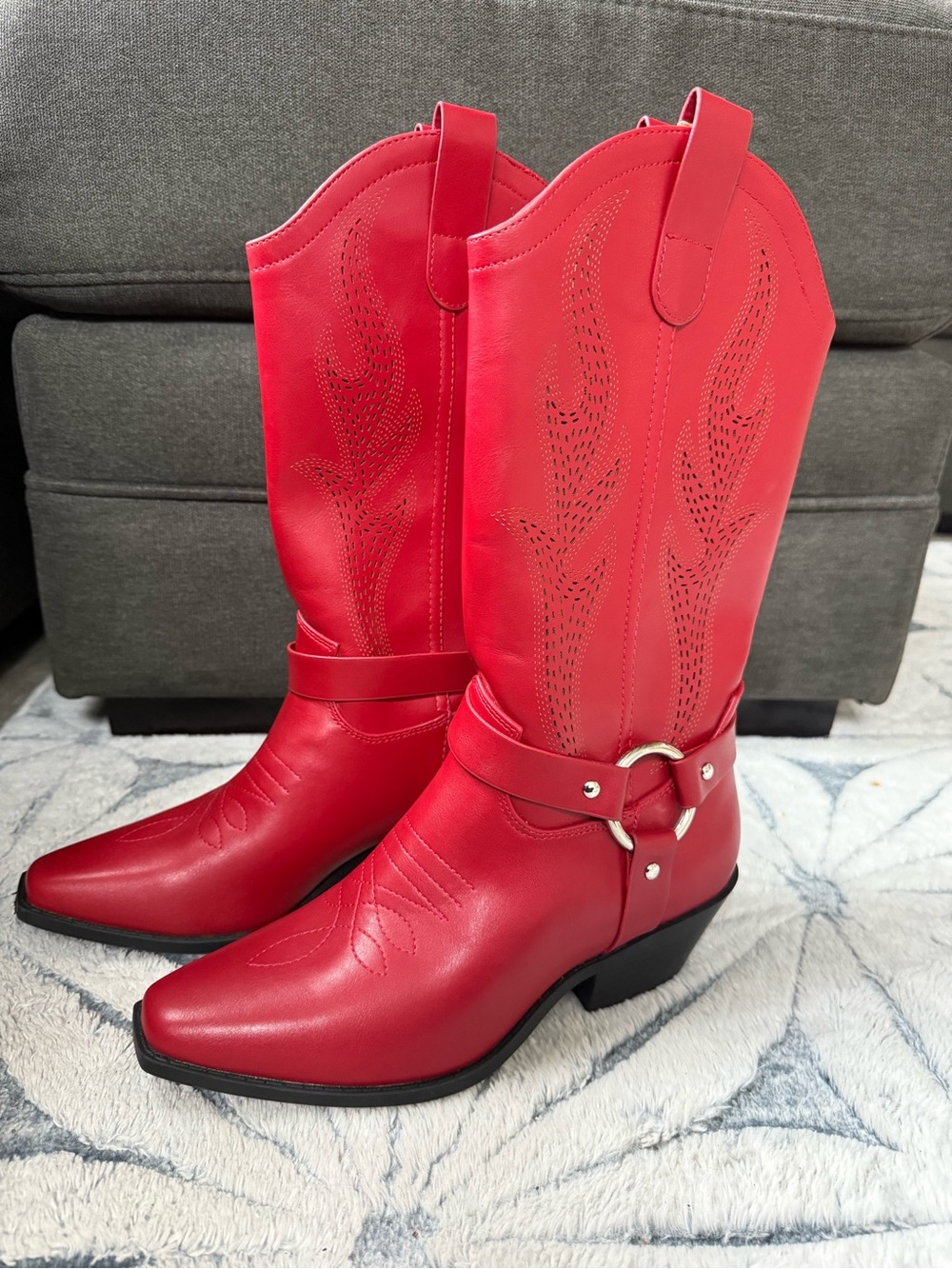Soda Western Cowboy Boots Cherry Red Coastal Cowgirl Festival Boho